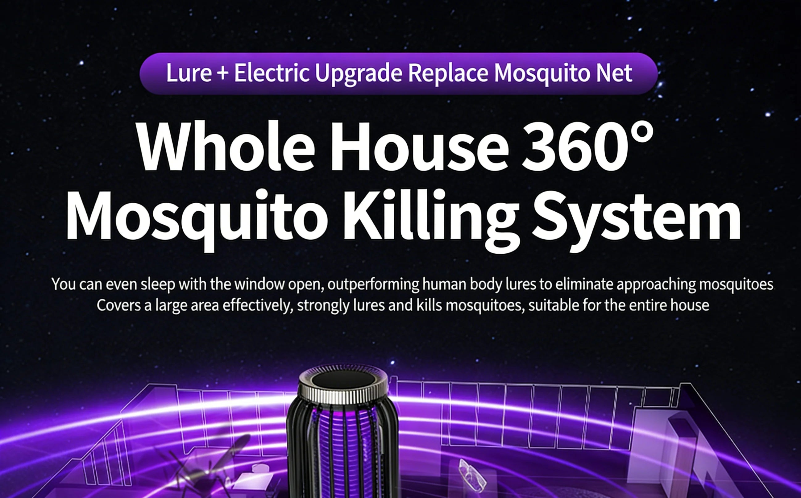 Solar Mosquito Killer Lamp — USB Rechargeable Outdoor & Indoor Insect Trap for Home & Camping