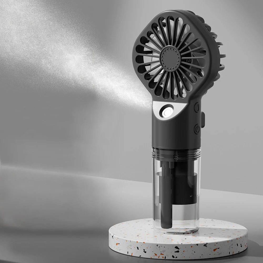 Portable Misting Fan — USB Rechargeable Handheld Humidifier Fan for Home & Outdoor