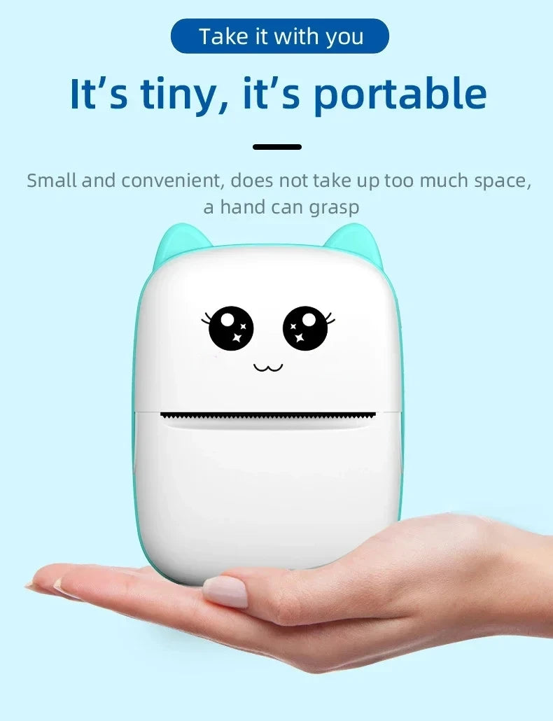 Mini CAT Portable Thermal Printer — Wireless Bluetooth Photo & Label Printer for Android & iOS