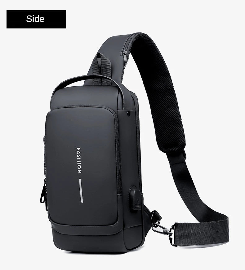 Men's PU Leather Crossbody Bag — Anti-Theft Shoulder & Chest Bag Multifunctional for Travel