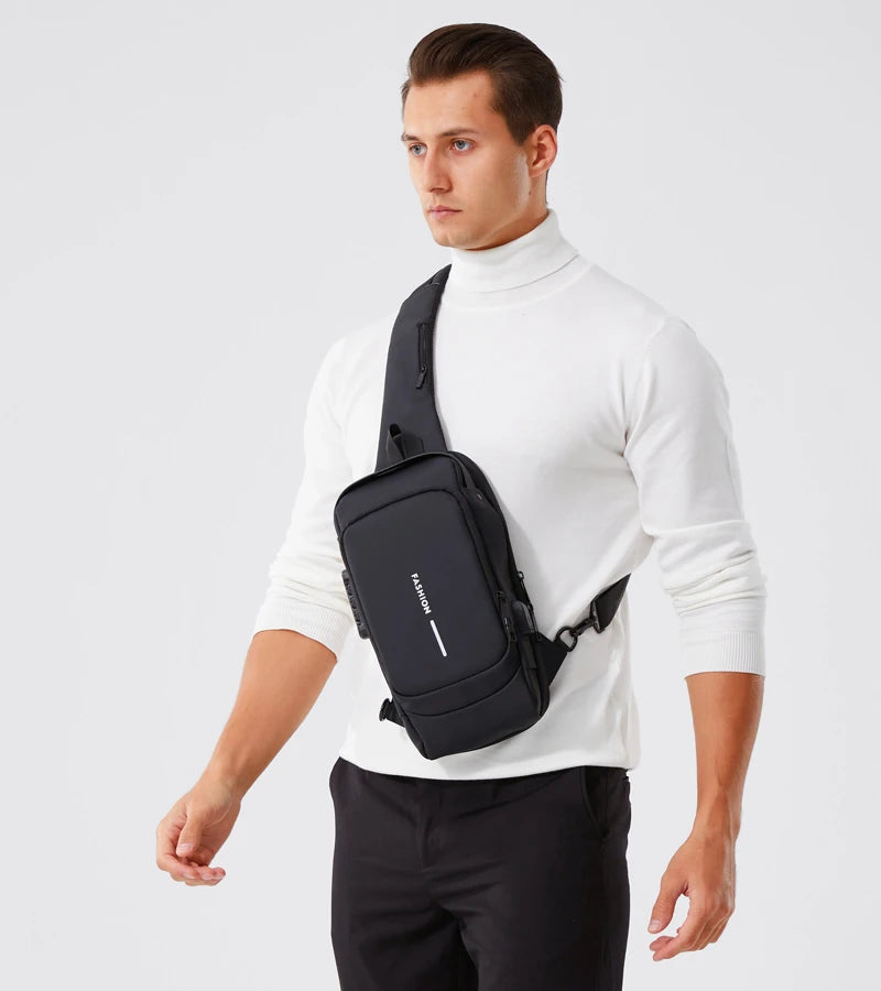 Men's PU Leather Crossbody Bag — Anti-Theft Shoulder & Chest Bag Multifunctional for Travel