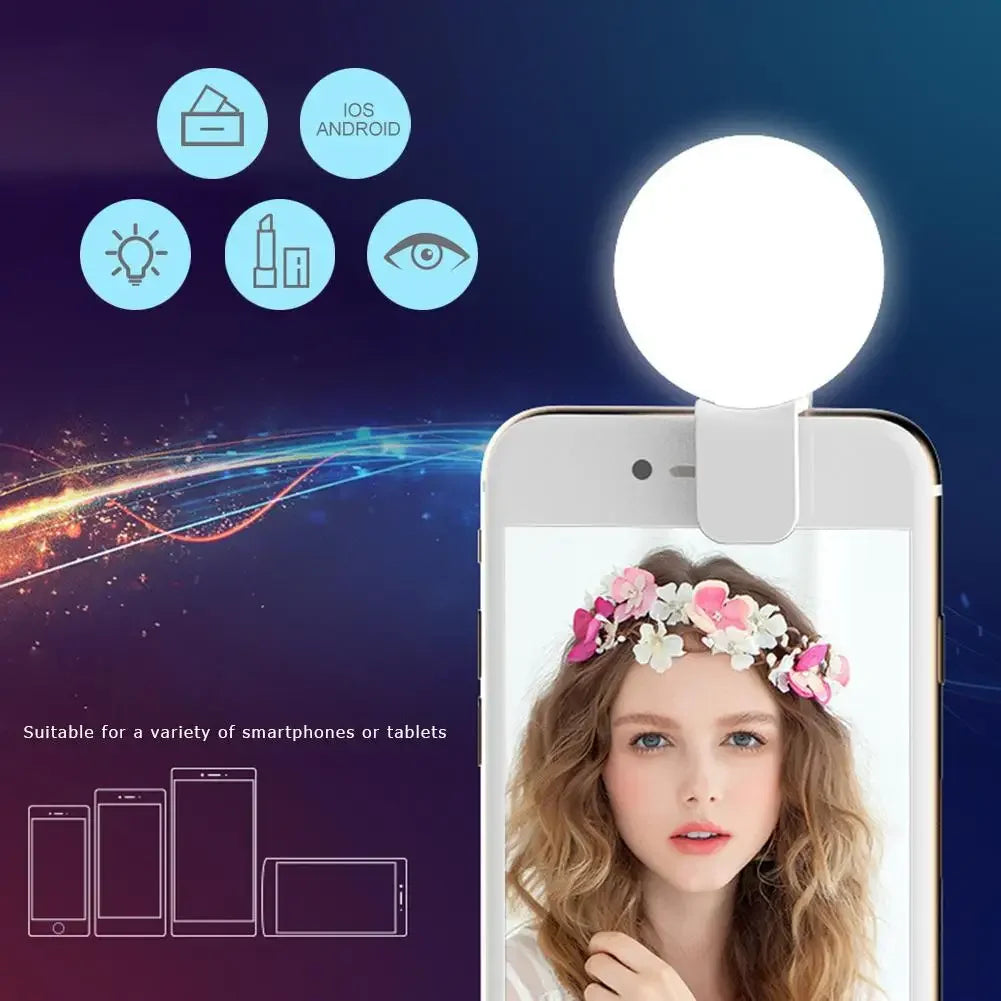Mini LED Selfie Ring Light — Portable Clip-on Fill Light for Phone Photography