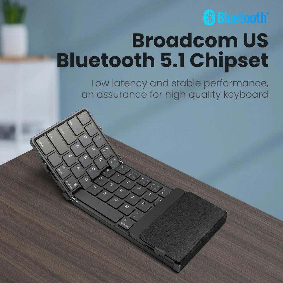 Foldable Bluetooth Keyboard with Touchpad — Wireless PU Leather Keyboard for iOS, Android & Windows