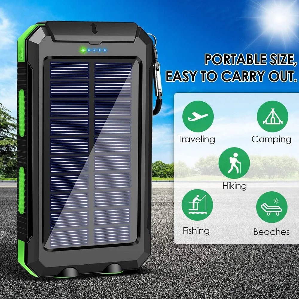 Solar Power Bank 80000mAh — Portable External Battery Charger with LED Light for All Smartphones