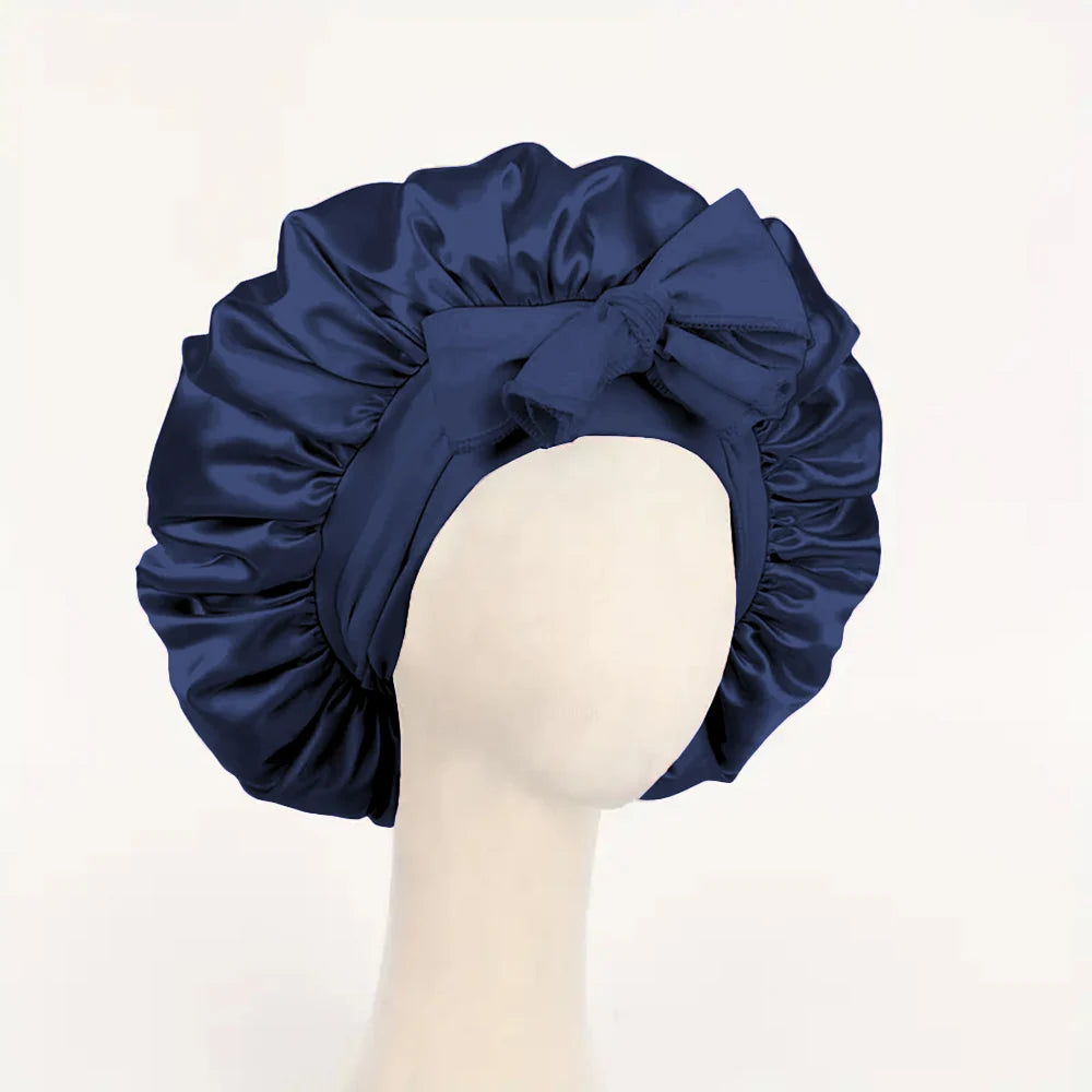Satin Silk Sleeping Bonnet — Adjustable Hair Bonnet with Tie Band for Women & Men