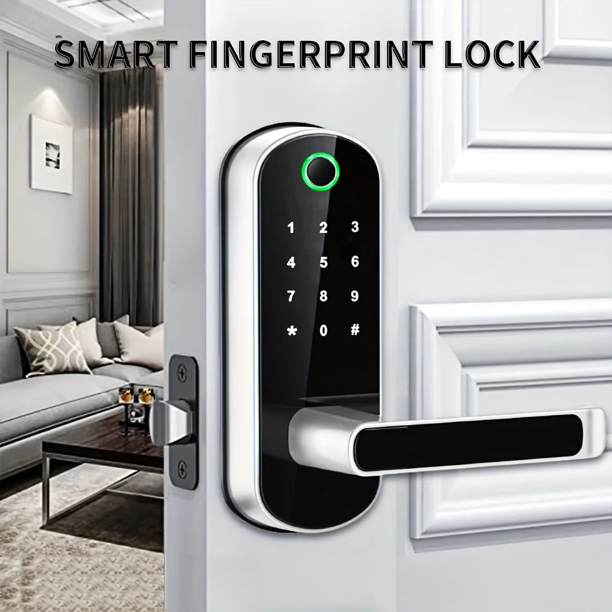 Smart Fingerprint Door Lock — WiFi App Remote Control Keyless Touchscreen with NFC & IC Cards