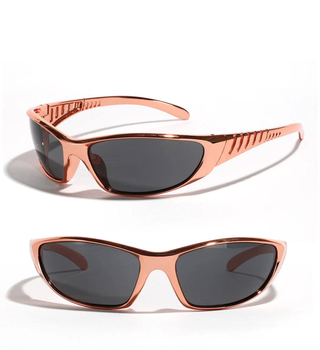 Y2K Silver Sunglasses — Trendy Hollowed Out Futuristic Style for Women & Men