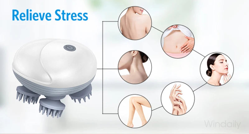 Electric Scalp Massager — Kneading Vibrating Head & Neck Massager for Hair Care & Relaxation