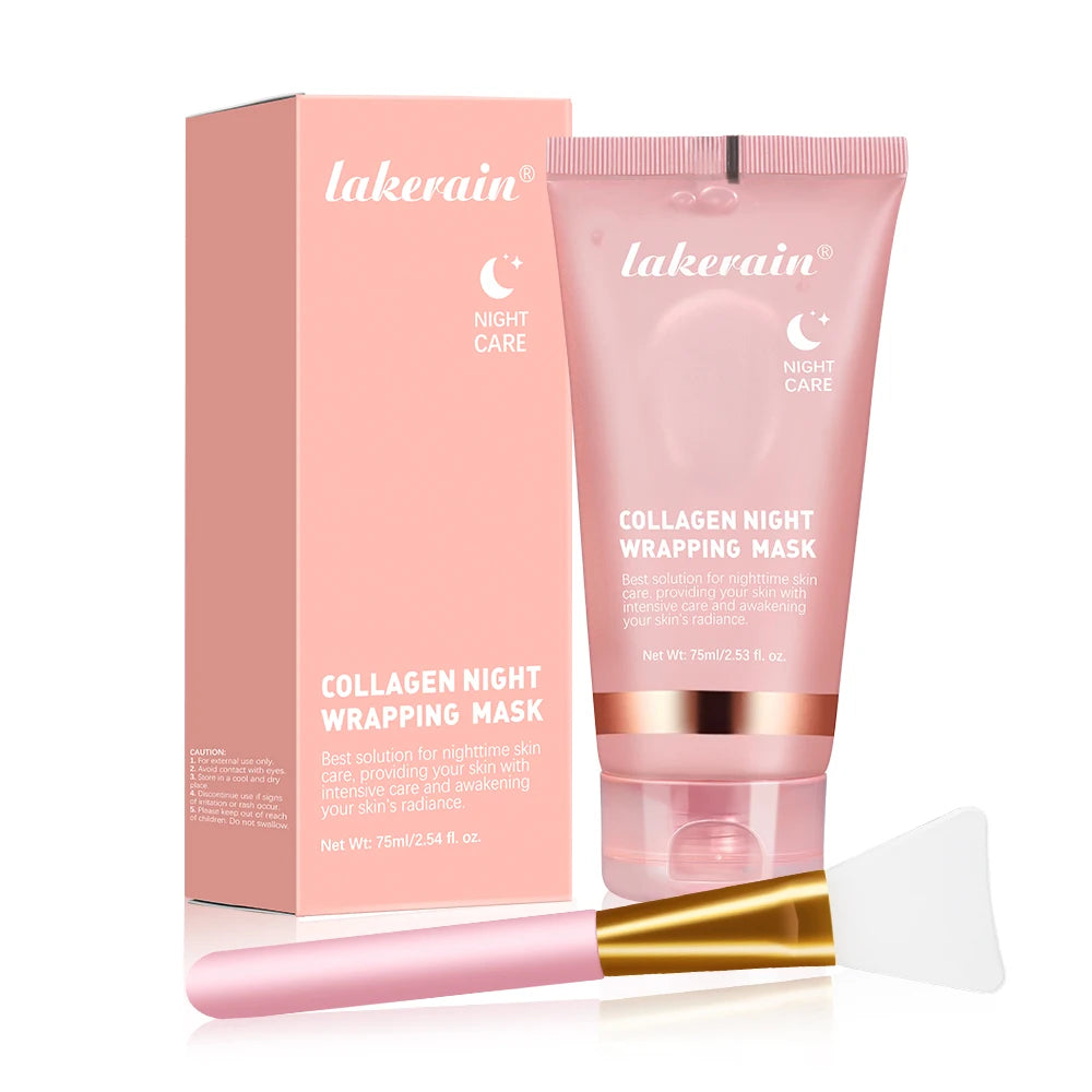 Korean Collagen Wrapping Face Mask & Brush Set — Rejuvenating Brightening & Moisturizing Skin Care