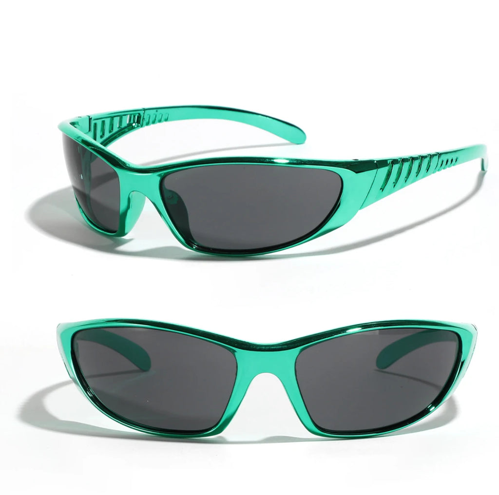 Y2K Silver Sunglasses — Trendy Hollowed Out Futuristic Style for Women & Men