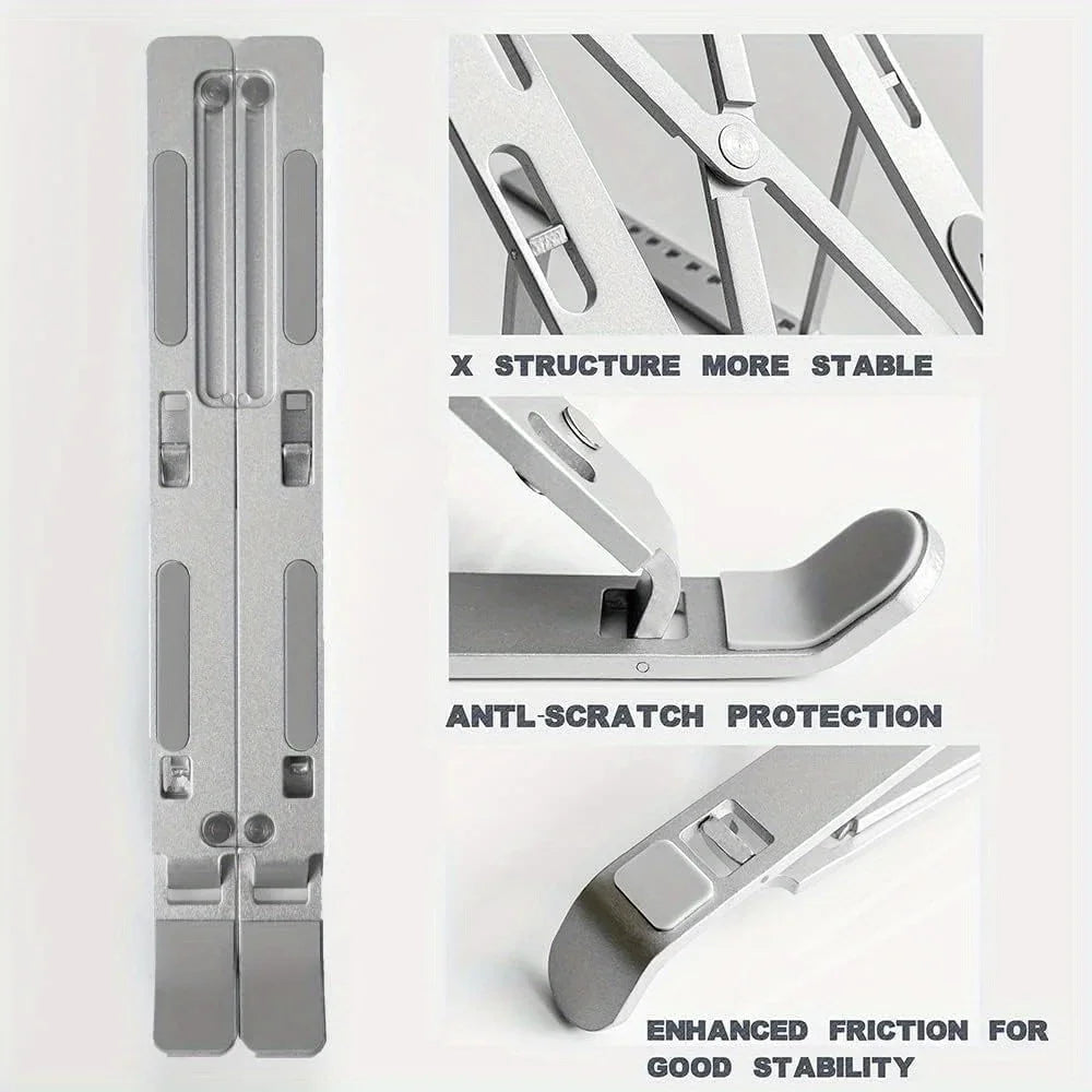 Adjustable Aluminum Laptop Stand — 6-Level Foldable & Portable for 8-16" Laptops