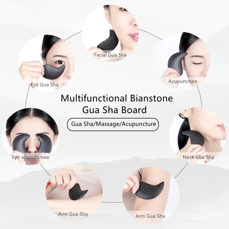 Rose Quartz Gua Sha Facial Tool — Jade Massager Scraper for Face, Neck & Body