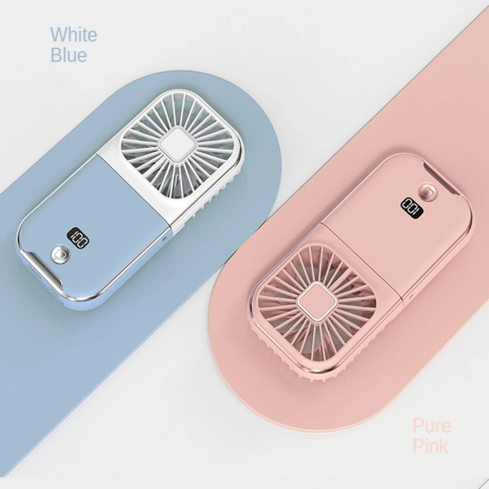 3-in-1 Portable Neck Fan & Power Bank — Foldable USB Rechargeable Desktop Fan for Home, Office & Outdoor