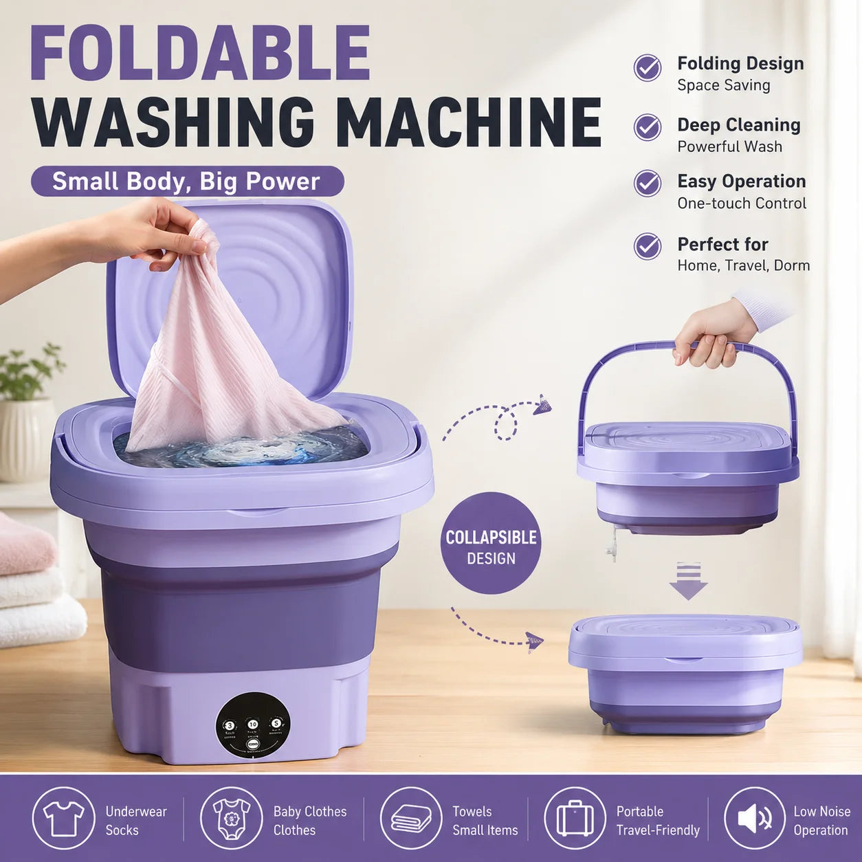 Portable Washing Machine — Mini Electric Washer for Small Spaces & Travel