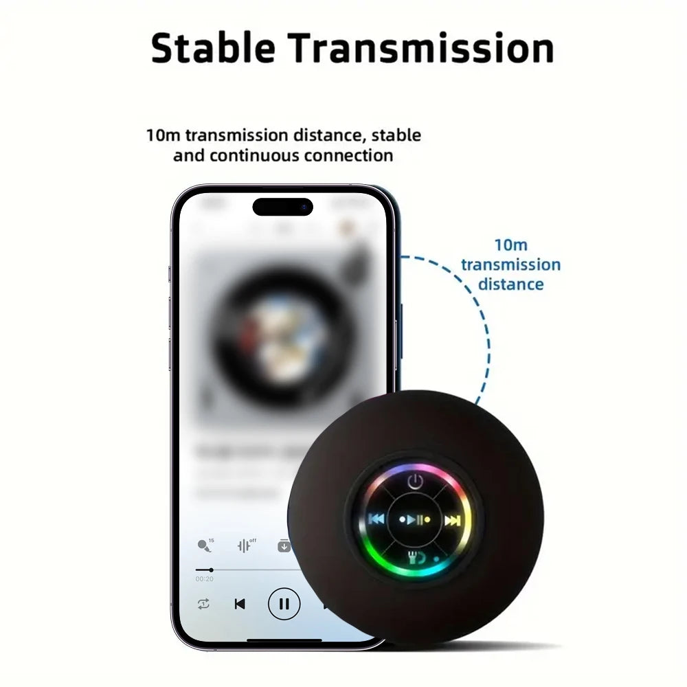 Portable Bluetooth Speaker — IPX4 Waterproof LED Light Stereo Sound for Outdoor & Bathroom