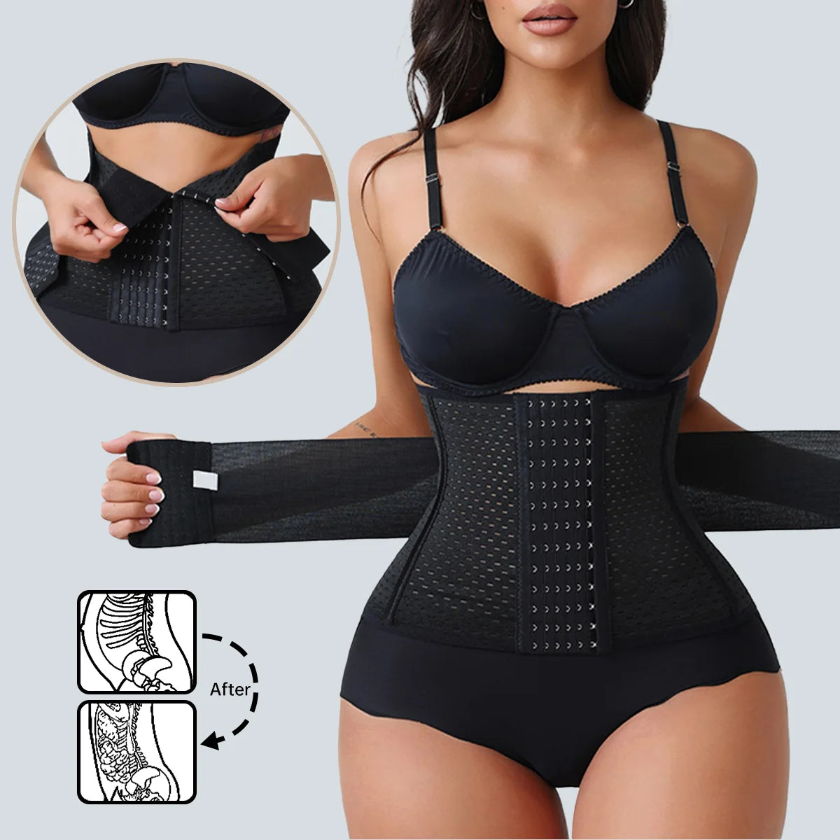 Adjustable Waist Trainer for Women — Double Belt Neoprene Corset with Zipper for Tummy Control & Back Support