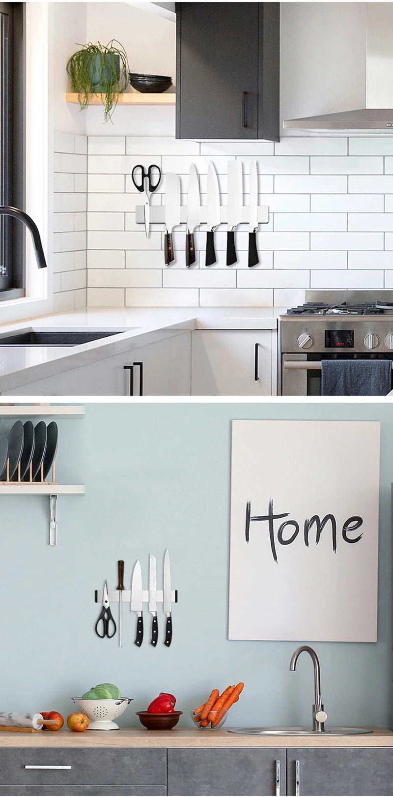 Magnetic Knife Holder Strip — Stainless Steel Wall Mount Rack for Kitchen 30/40/50cm