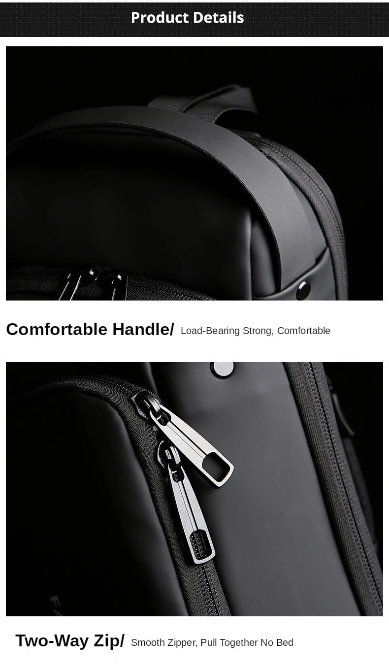 Men's PU Leather Crossbody Bag — Anti-Theft Shoulder & Chest Bag Multifunctional for Travel