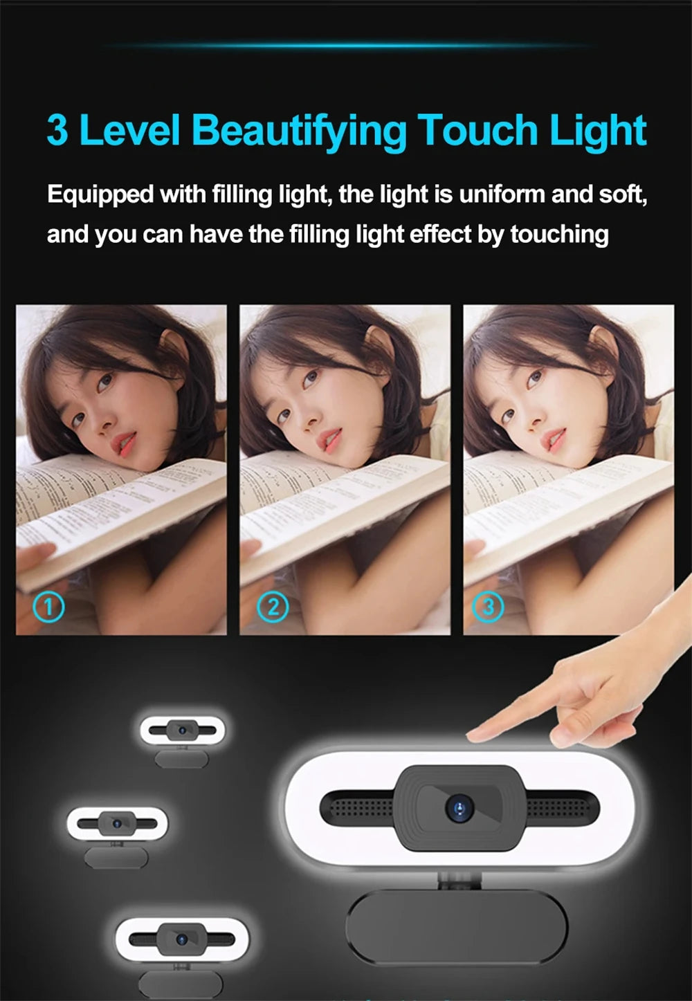 Portable 4K HD Webcam — Auto Focus with Microphone & Light for Live Streaming & Video Calls