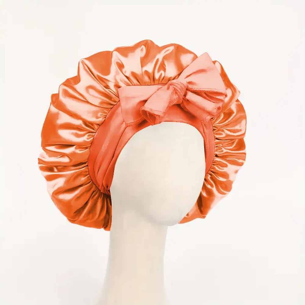 Satin Silk Sleeping Bonnet — Adjustable Hair Bonnet with Tie Band for Women & Men