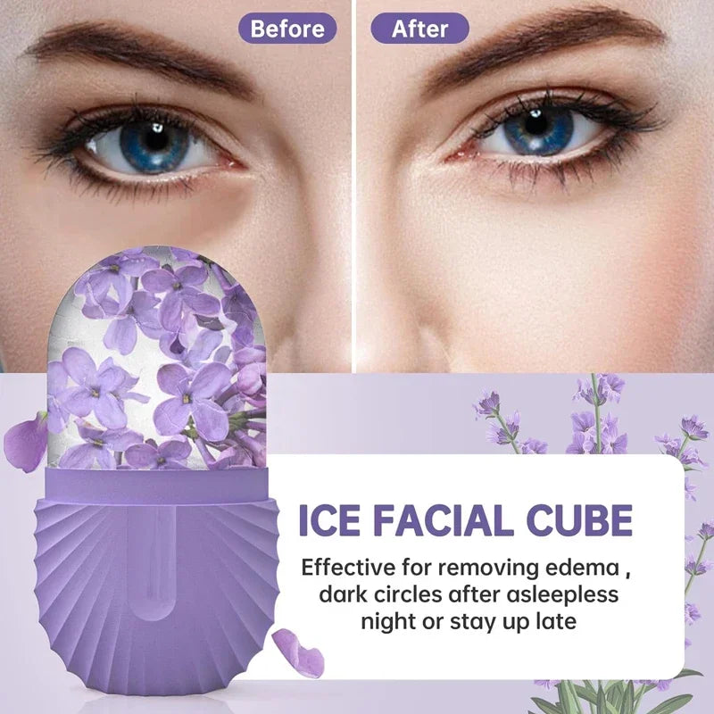 Ice Face Roller — Silicone Ice Cube Facial Massager for Eye Puffiness & Pore Shrinking