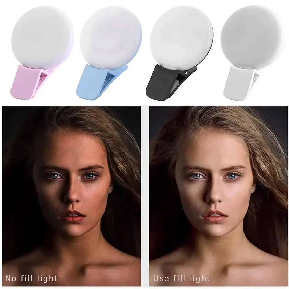 Mini LED Selfie Ring Light — Portable Clip-on Fill Light for Phone Photography