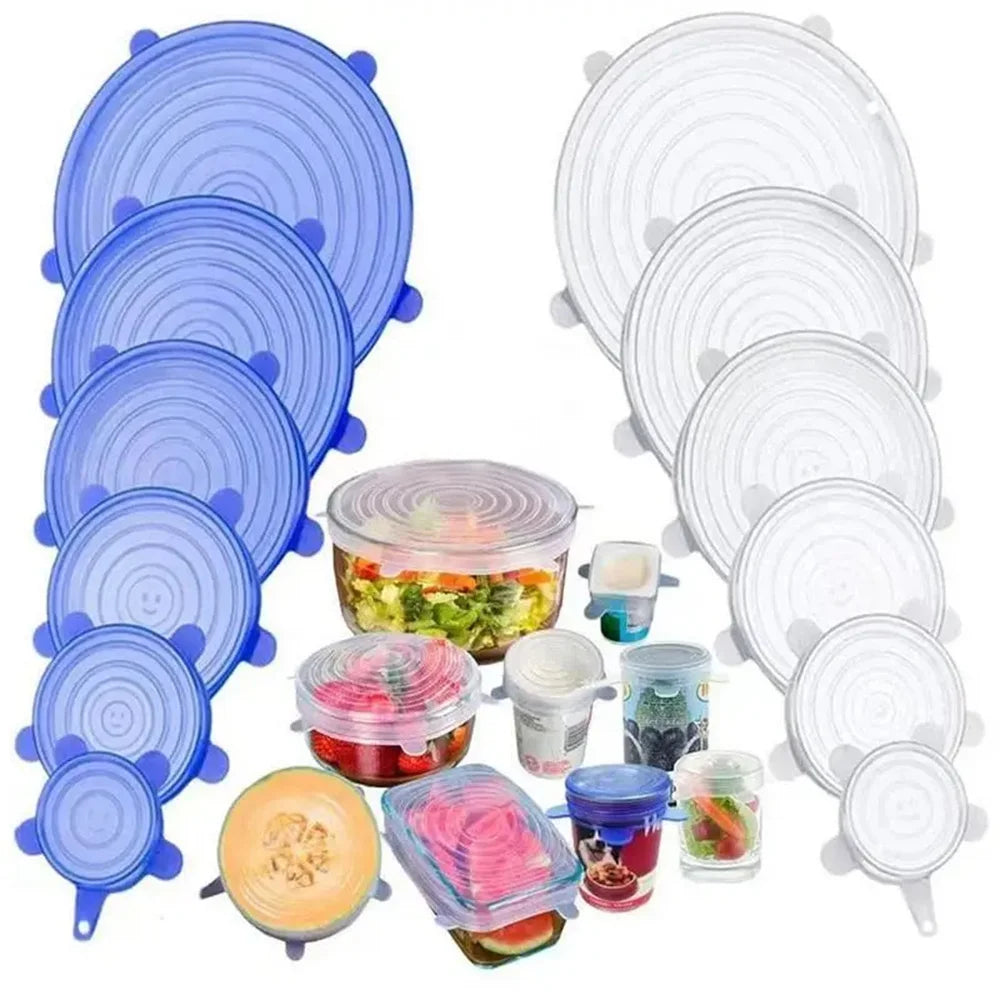 6PCS Silicone Food Cover Set — Reusable Airtight Stretch Lids for Kitchen & Food Storage