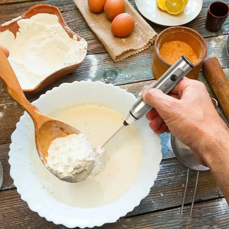 Portable Electric Milk Frother — USB Mini Whisk for Coffee, Cappuccino & Egg Beater