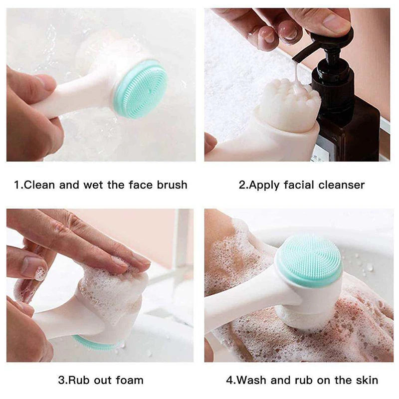 3D Double Sided Silicone Face Brush — Manual Cleansing & Exfoliator Massage Brush