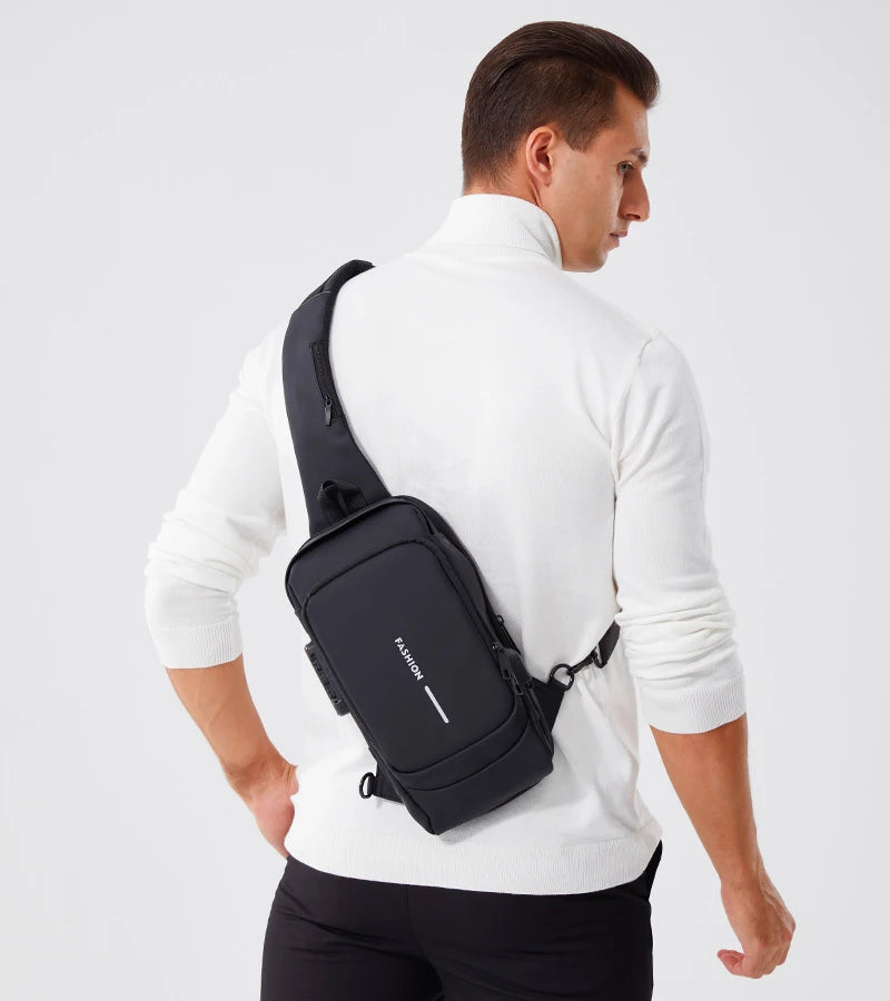 Men's PU Leather Crossbody Bag — Anti-Theft Shoulder & Chest Bag Multifunctional for Travel