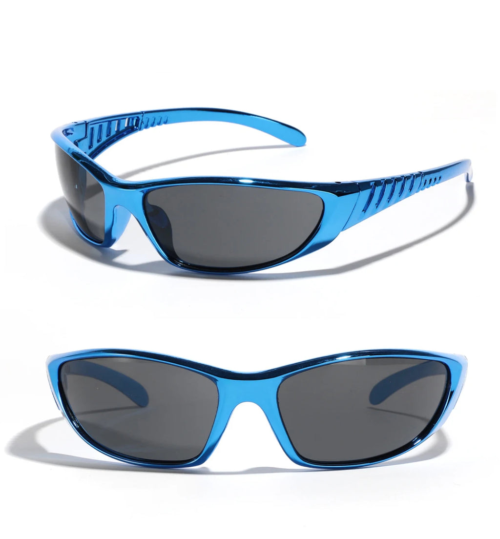 Y2K Silver Sunglasses — Trendy Hollowed Out Futuristic Style for Women & Men