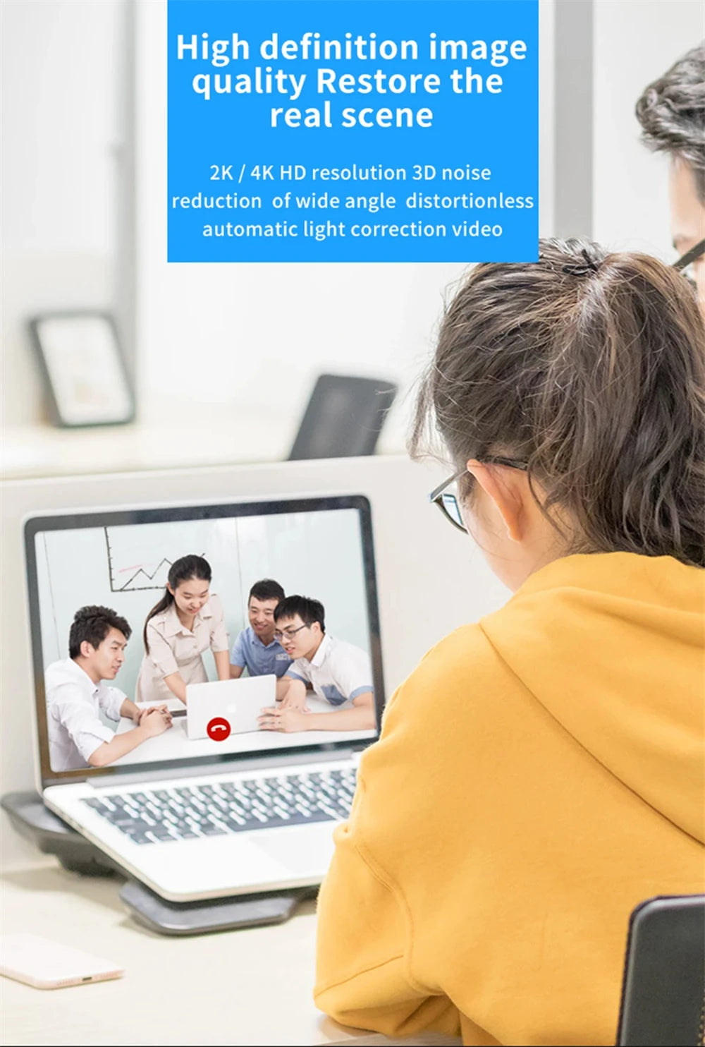 Portable 4K HD Webcam — Auto Focus with Microphone & Light for Live Streaming & Video Calls