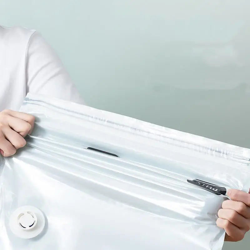 No-Pump Vacuum Storage Bags — Space Saver Compression Bags for Clothes, Blankets & Travel