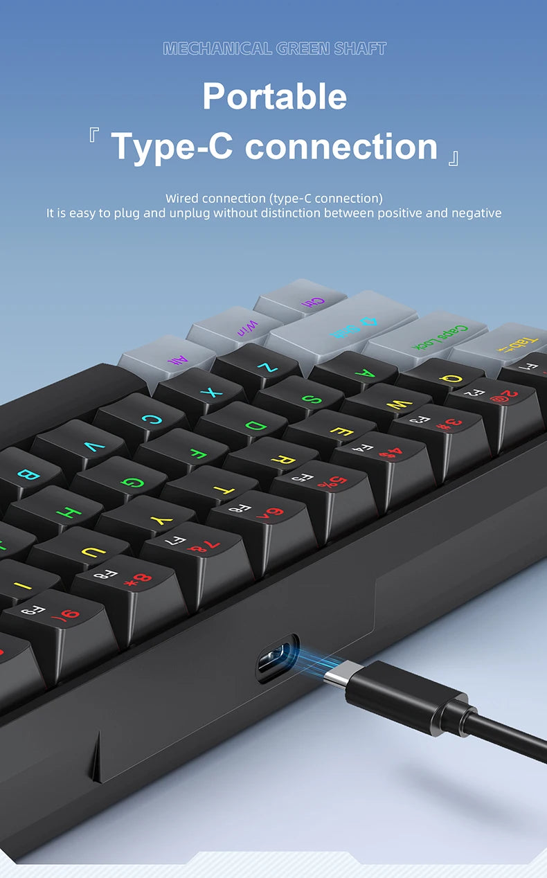 APAYADO K61 Mini Mechanical Keyboard — 61 Keys RGB Wired Gaming Keyboard 60% Portable