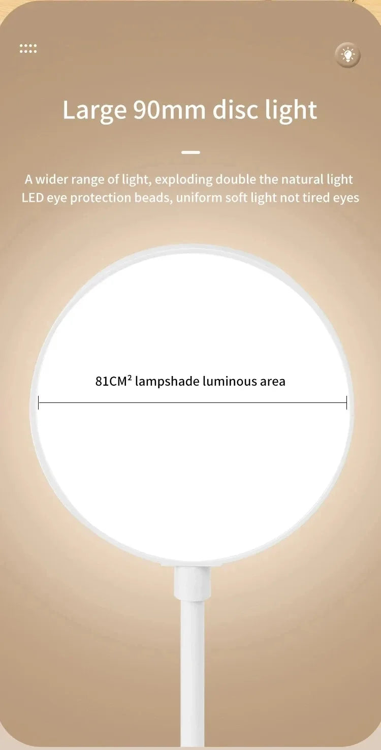 LED Table Lamp with Clamp — USB Rechargeable Foldable Study & Reading Light with Touch 3-Mode Dimming