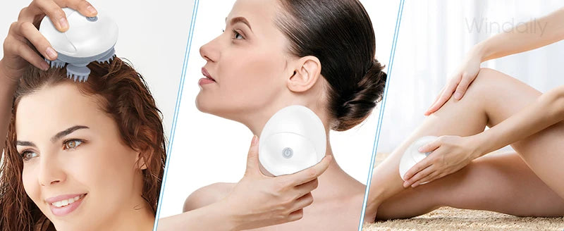 Electric Scalp Massager — Kneading Vibrating Head & Neck Massager for Hair Care & Relaxation