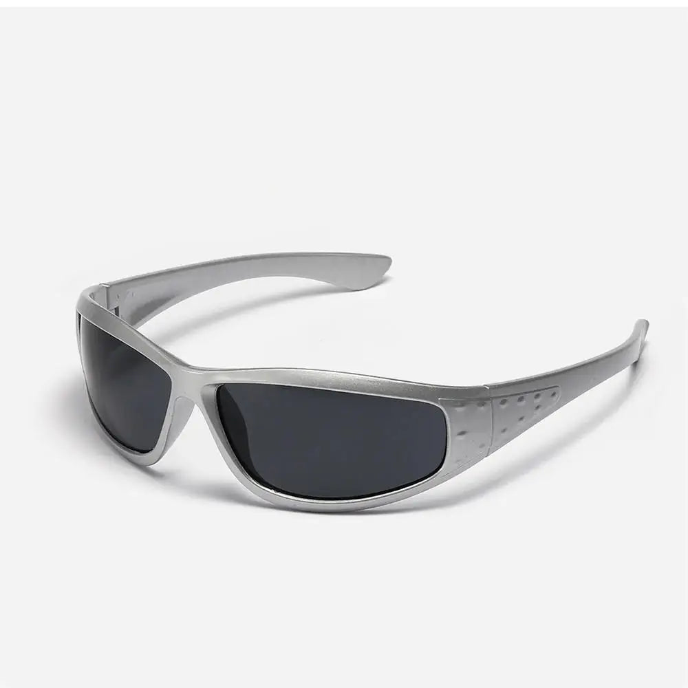 Y2K Silver Sunglasses — Trendy Hollowed Out Futuristic Style for Women & Men