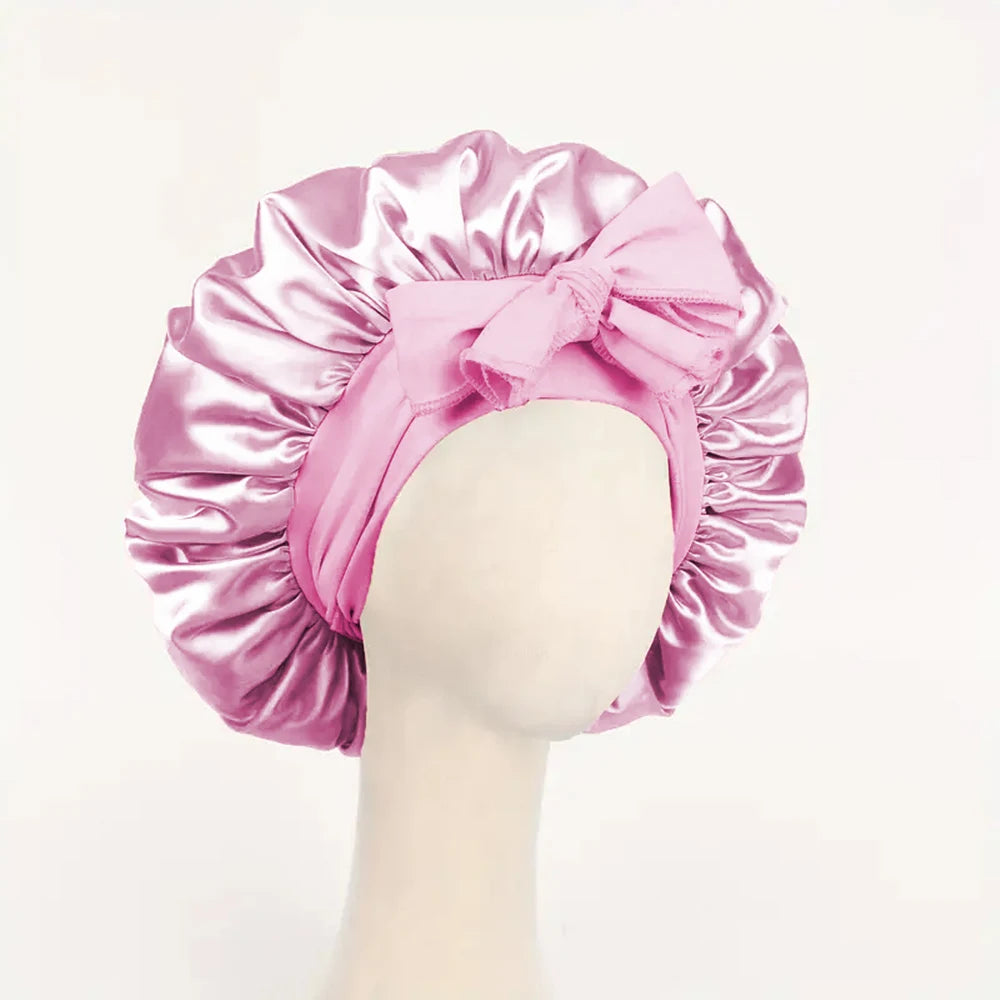 Satin Silk Sleeping Bonnet — Adjustable Hair Bonnet with Tie Band for Women & Men