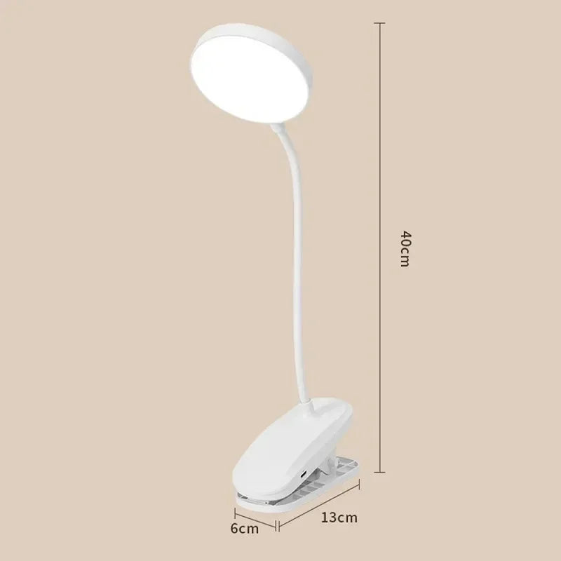 LED Table Lamp with Clamp — USB Rechargeable Foldable Study & Reading Light with Touch 3-Mode Dimming