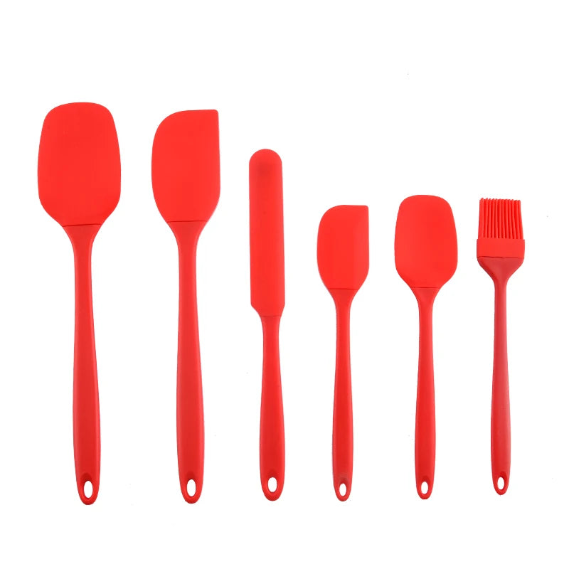 Silicone Kitchen Utensil Set — 6-Piece Baking Tool Set with Spatula, Scraper & Oil Brush