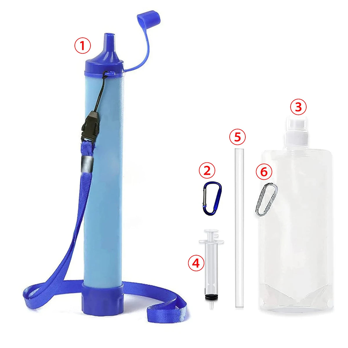 Portable Water Purifier Filter — Compact Survival Water Filter for Camping, Hiking & Emergency
