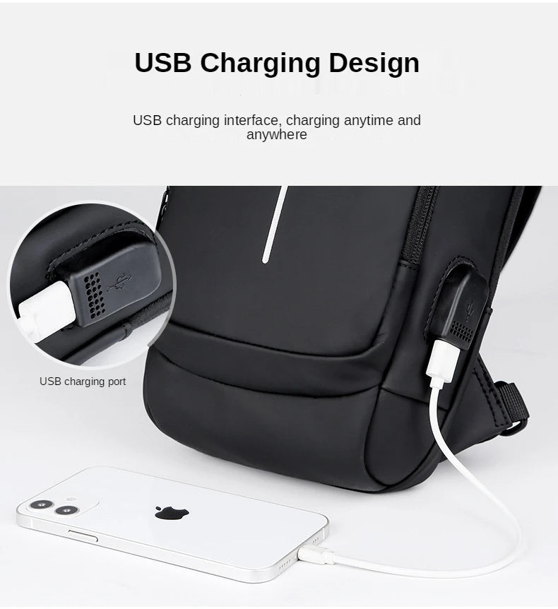 Men's PU Leather Crossbody Bag — Anti-Theft Shoulder & Chest Bag Multifunctional for Travel