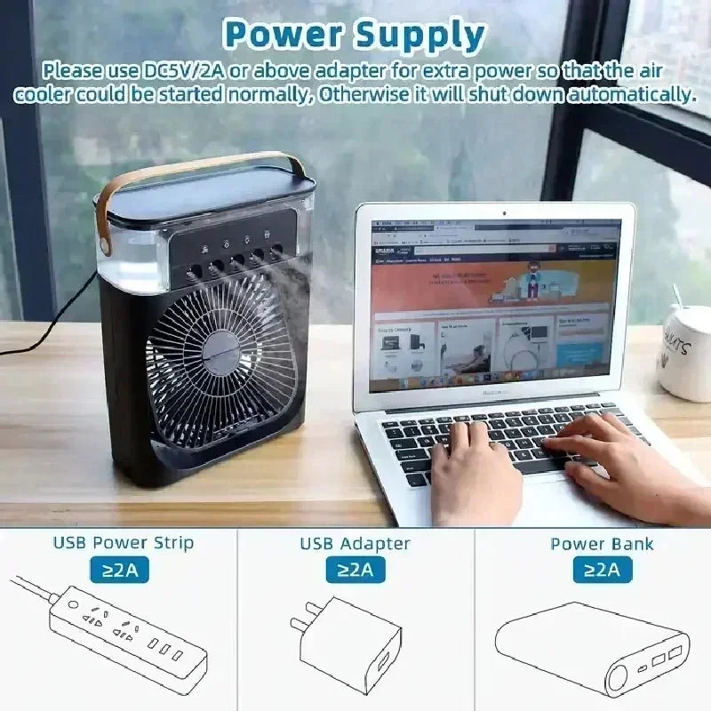 Mini Portable Air Conditioner — USB Desktop Cooling Fan for Home & Office