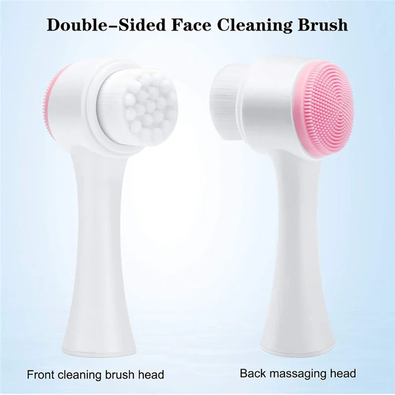 3D Double Sided Silicone Face Brush — Manual Cleansing & Exfoliator Massage Brush