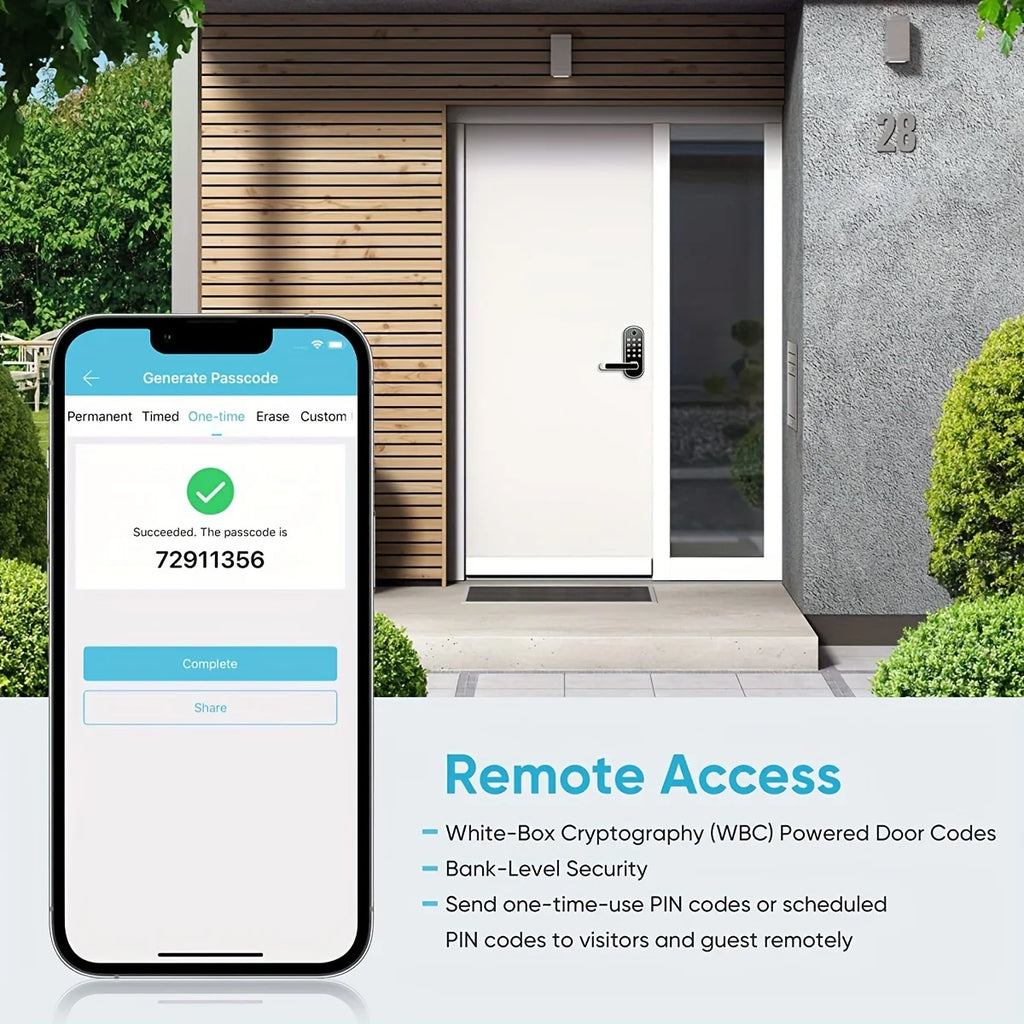 Smart Fingerprint Door Lock — WiFi App Remote Control Keyless Touchscreen with NFC & IC Cards