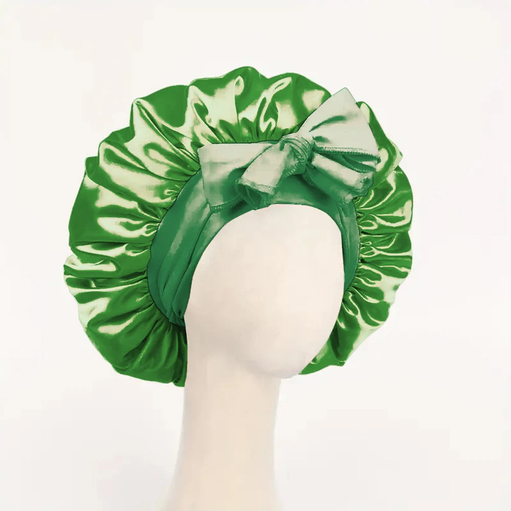 Satin Silk Sleeping Bonnet — Adjustable Hair Bonnet with Tie Band for Women & Men