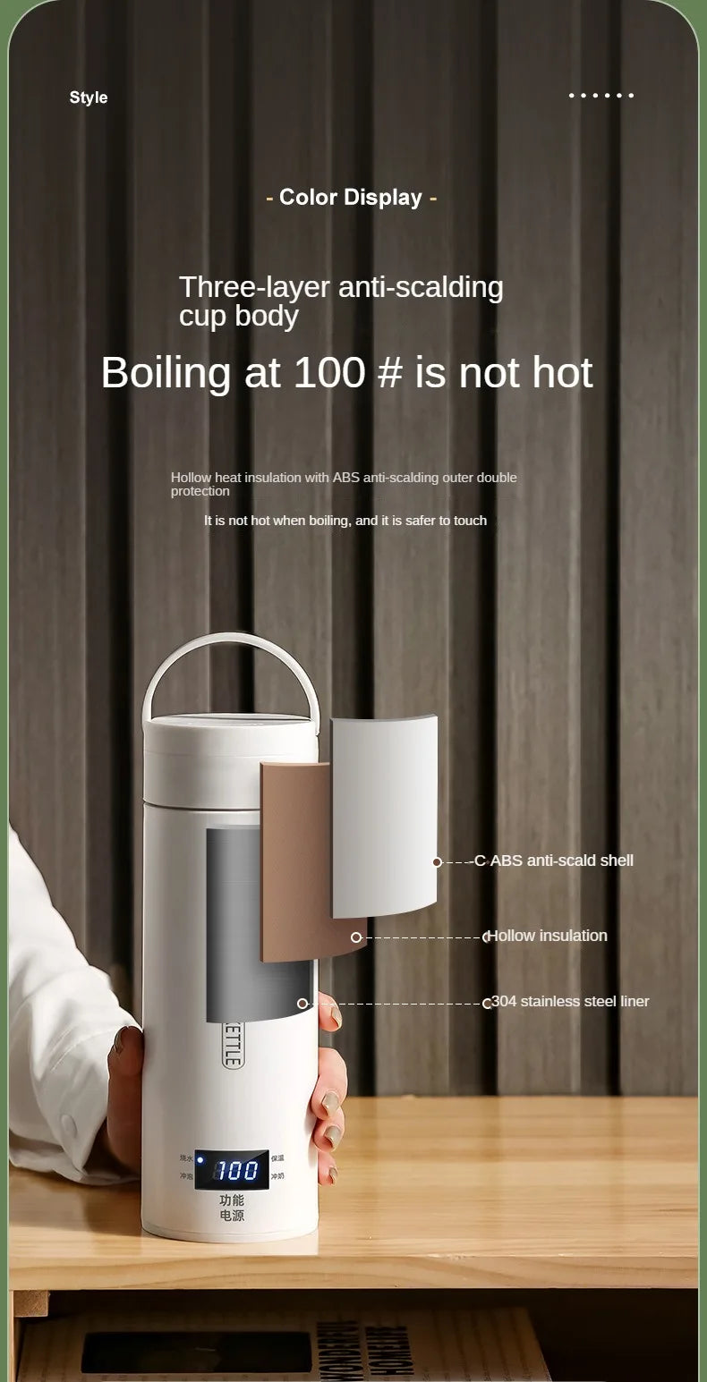 Portable Electric Travel Kettle – Fast Boiling 304 Stainless Steel Water & Baby Milk Warmer