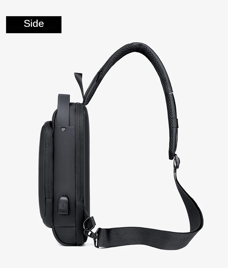 Men's PU Leather Crossbody Bag — Anti-Theft Shoulder & Chest Bag Multifunctional for Travel