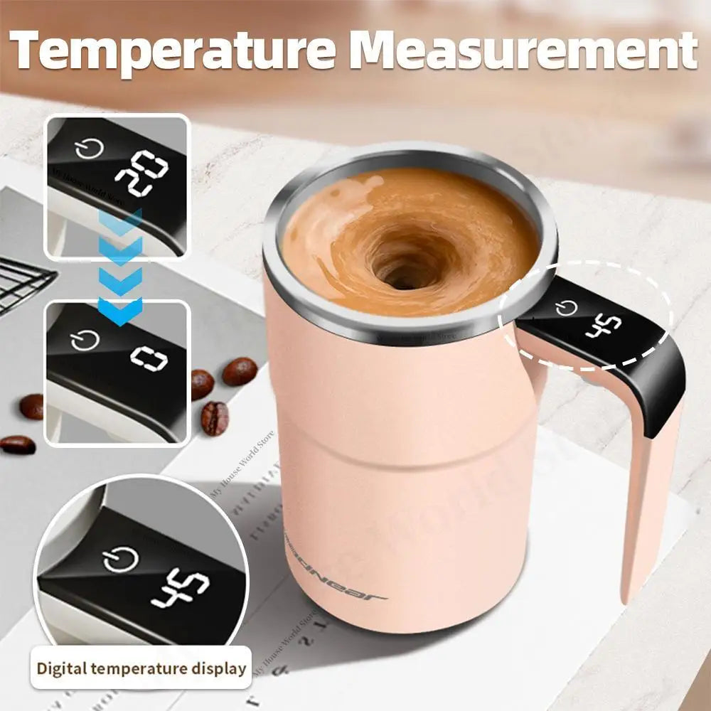 Rechargeable Self-Stirring Coffee Mug - Automatic Magnetic Mixing Cup with Stainless Steel Interior