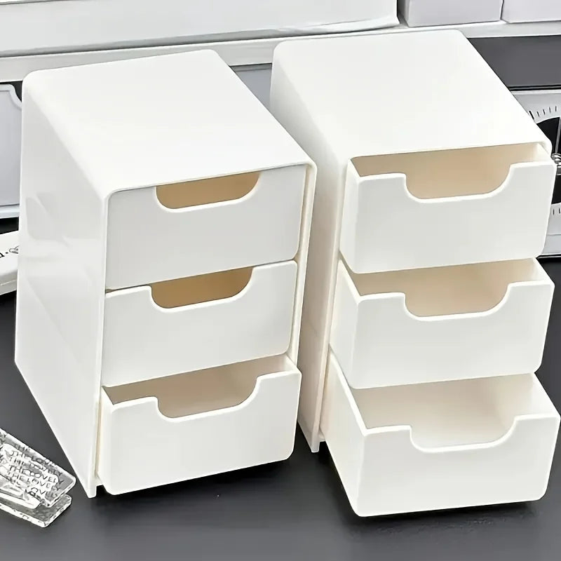 3-Tier Desk Organizer with Drawers — Portable Storage for Office, Jewelry & Cosmetics